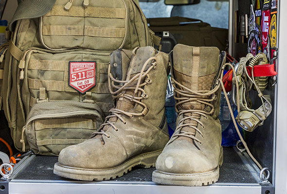 working out in combat boots